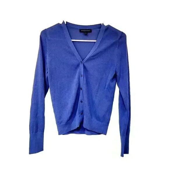 Banana Republic Women's Cornflower Blue Cotton/Nylon V-Neck Button Down Cardigan - Picture 2 of 10